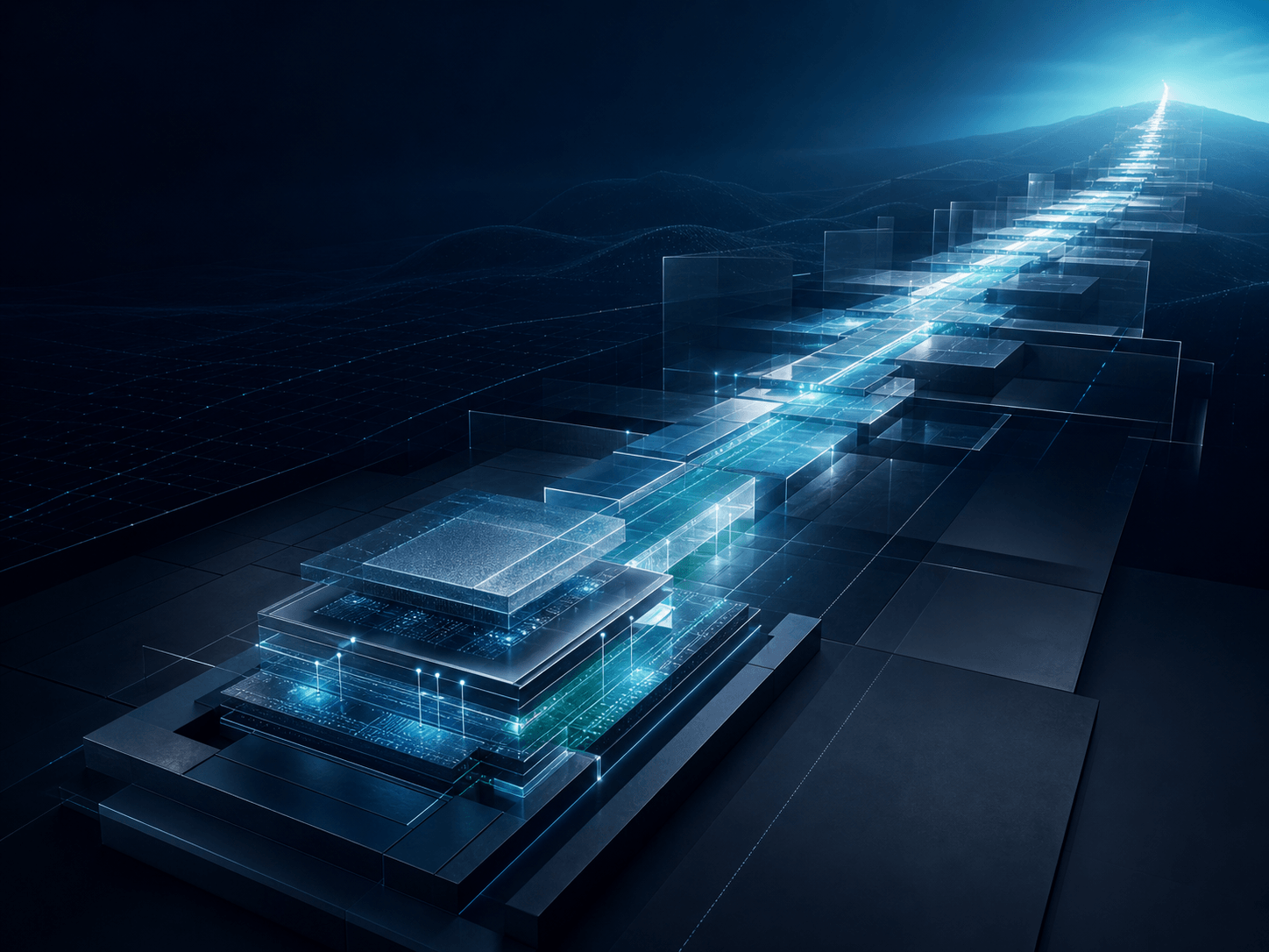 Abstract illuminated digital system representing a scalable branded content engine